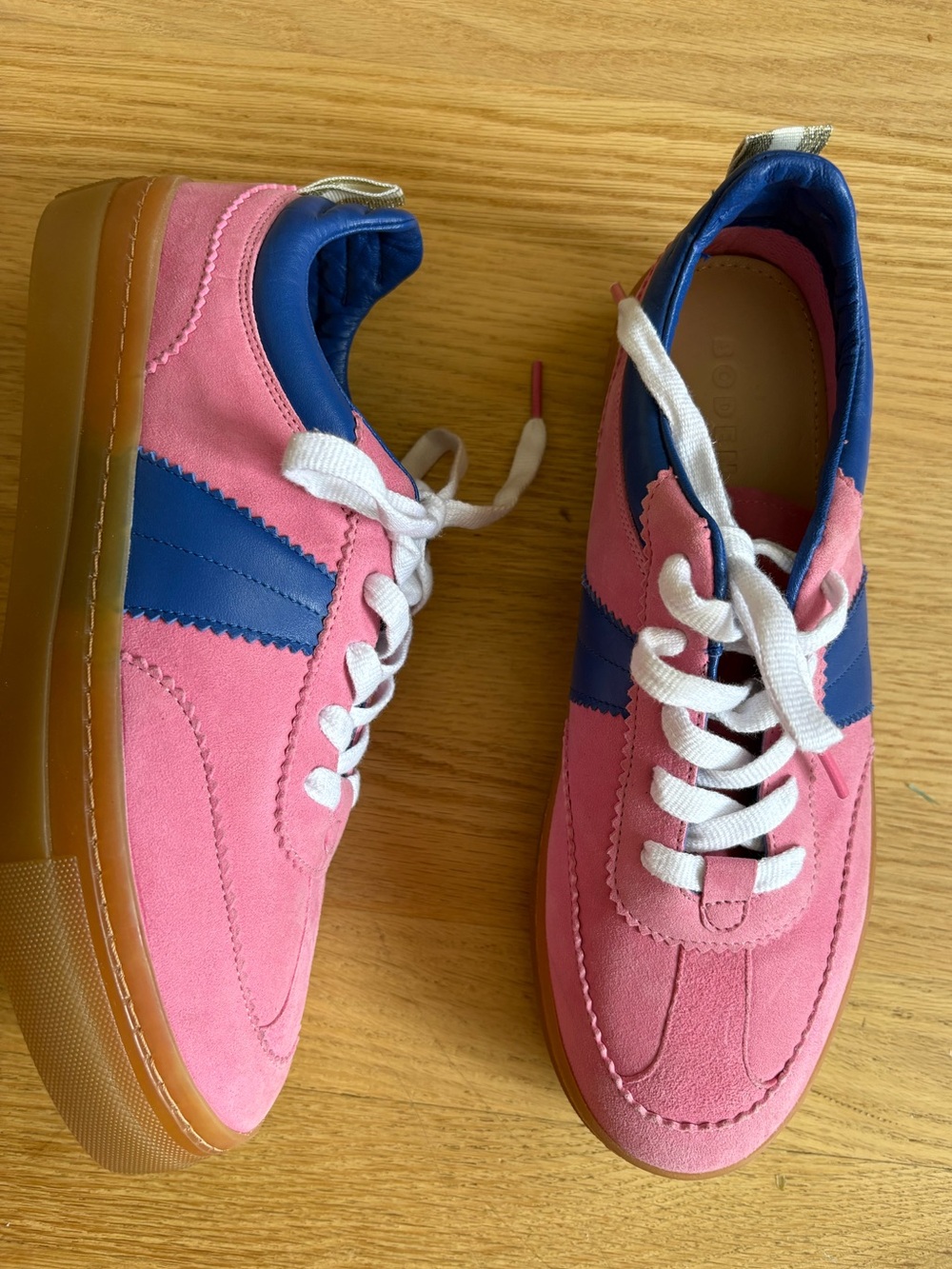Boden Pink and Blue Low-Top Sneakers with Gum Soles